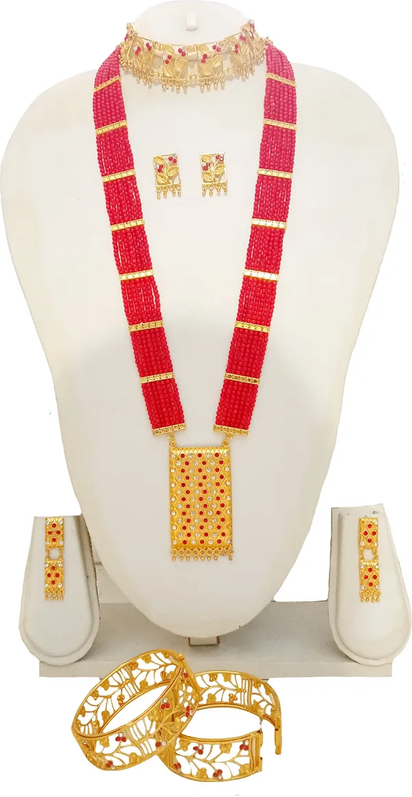 Assamese_Jewellery_Red_White_Stone_Biscuit_Set_For_Women_&_Girl